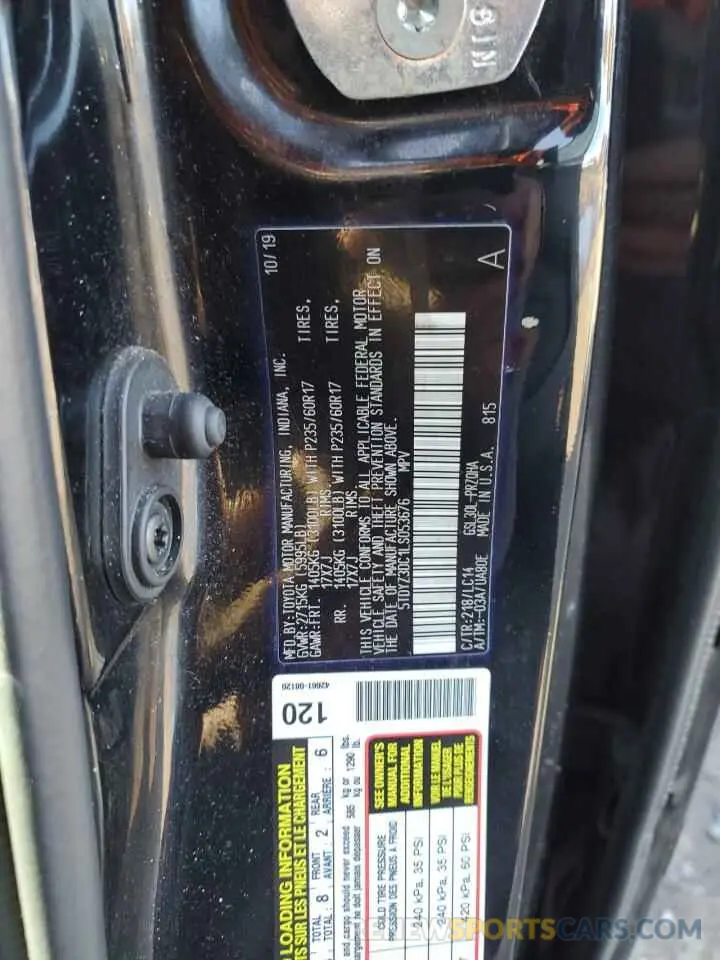 16 Photograph of a damaged car 5TDYZ3DC1LS053676 TOYOTA All Models 2020