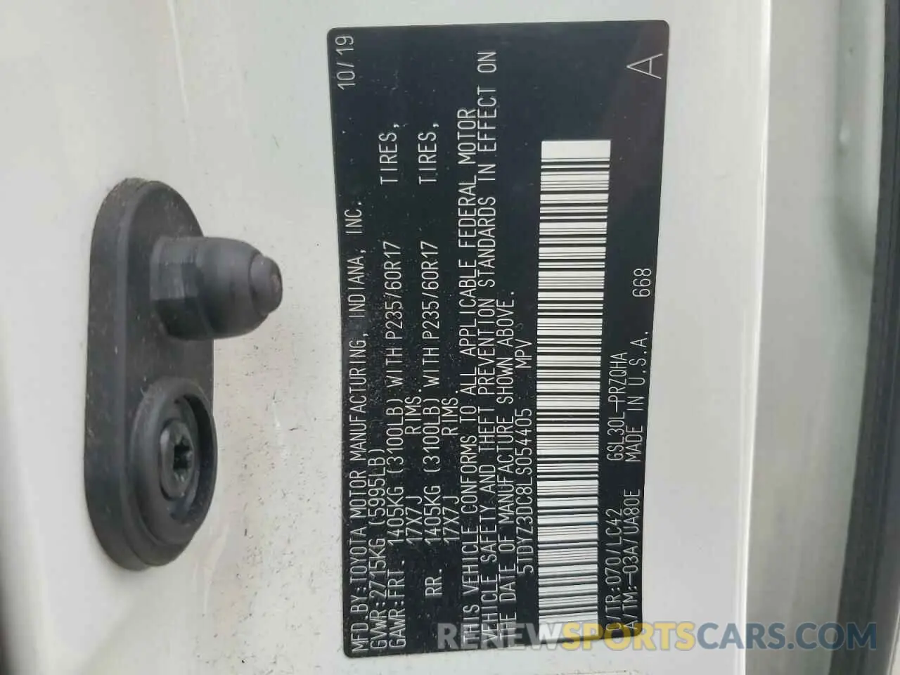 12 Фотография поврежденного автомобиля 5TDYZ3DC8LS054405 TOYOTA All Models 2020