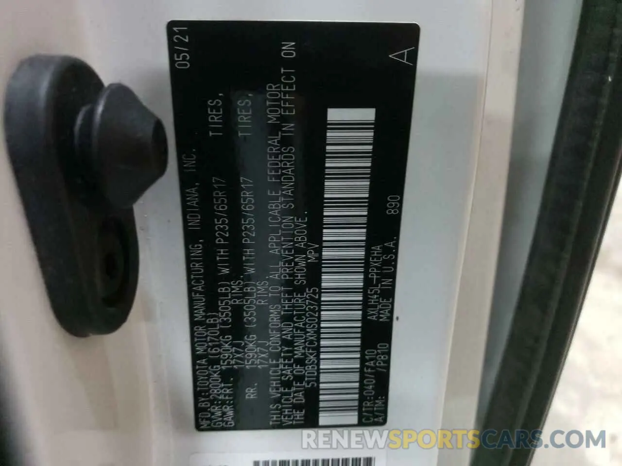 13 Фотография поврежденного автомобиля 5TDBSKFCXMS023725 TOYOTA All Models 2021