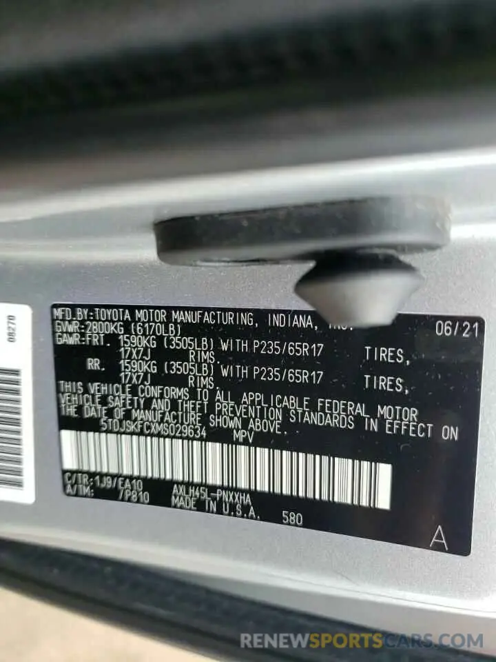 14 Photograph of a damaged car 5TDJSKFCXMS029634 TOYOTA All Models 2021