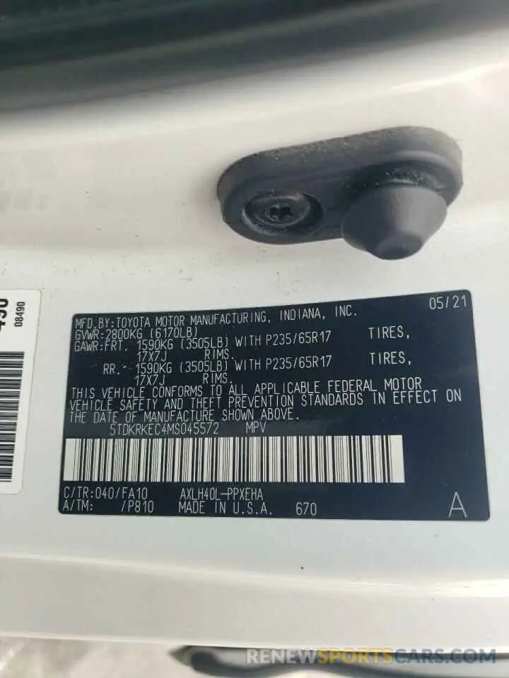 15 Фотография поврежденного автомобиля 5TDKRKEC4MS045572 TOYOTA All Models 2021