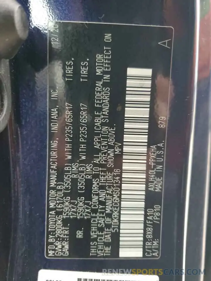 13 Фотография поврежденного автомобиля 5TDKRKEC6MS013416 TOYOTA All Models 2021