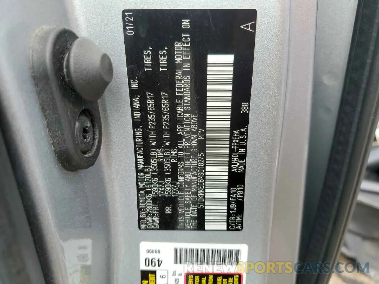 13 Photograph of a damaged car 5TDKRKEC6MS018275 TOYOTA All Models 2021