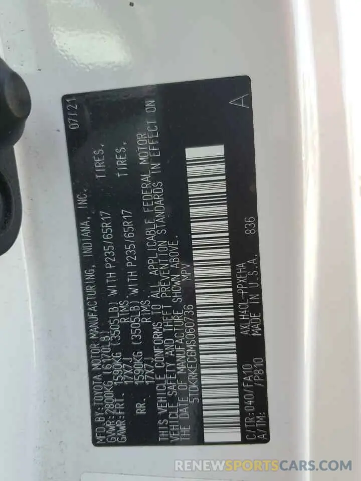 14 Фотография поврежденного автомобиля 5TDKRKEC6MS060736 TOYOTA All Models 2021