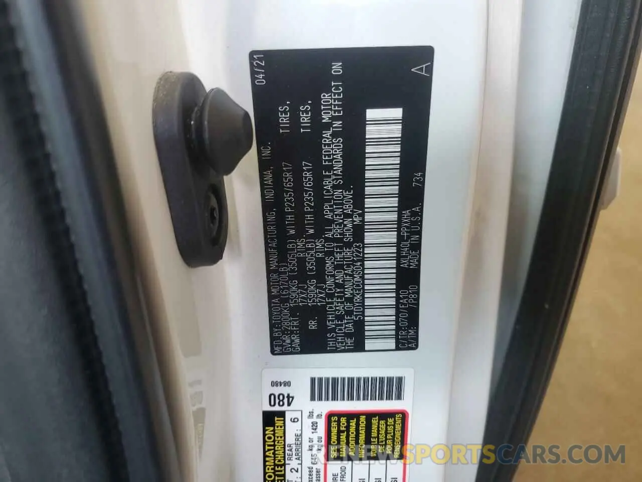13 Фотография поврежденного автомобиля 5TDYRKEC0MS041223 TOYOTA All Models 2021