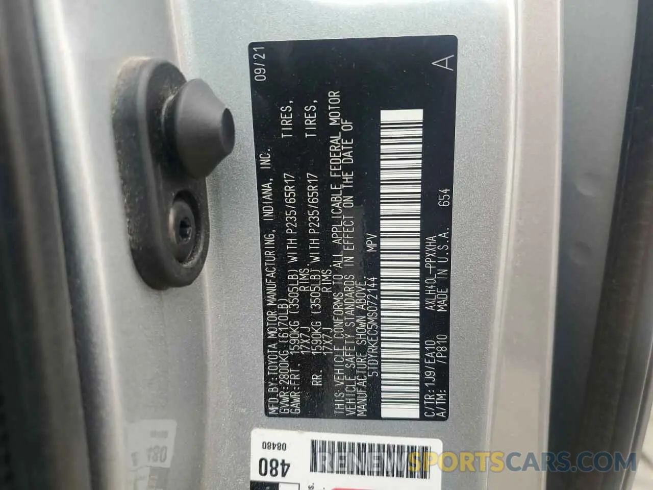 13 Photograph of a damaged car 5TDYRKEC5MS072144 TOYOTA All Models 2021