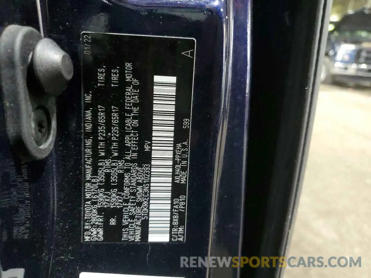 14 Photograph of a damaged car 5TDKRKEC3NS102393 TOYOTA All Models 2022