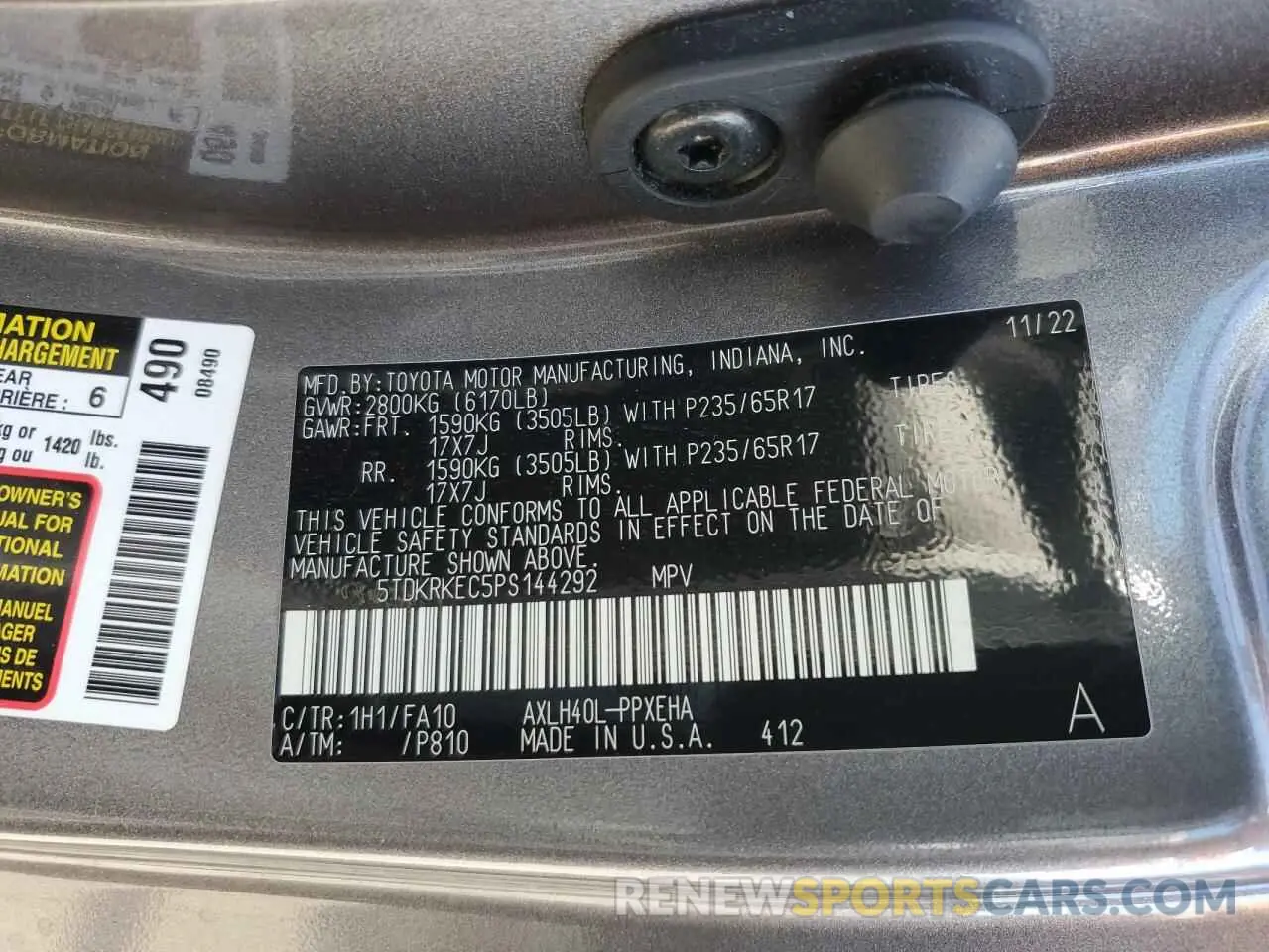 13 Фотография поврежденного автомобиля 5TDKRKEC5PS144292 TOYOTA All Models 2023