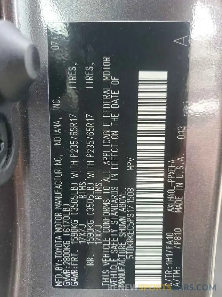 13 Фотография поврежденного автомобиля 5TDKRKEC5PS171508 TOYOTA All Models 2023