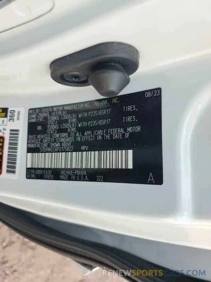 13 Фотография поврежденного автомобиля 5TDYRKEC6PS175822 TOYOTA All Models 2023