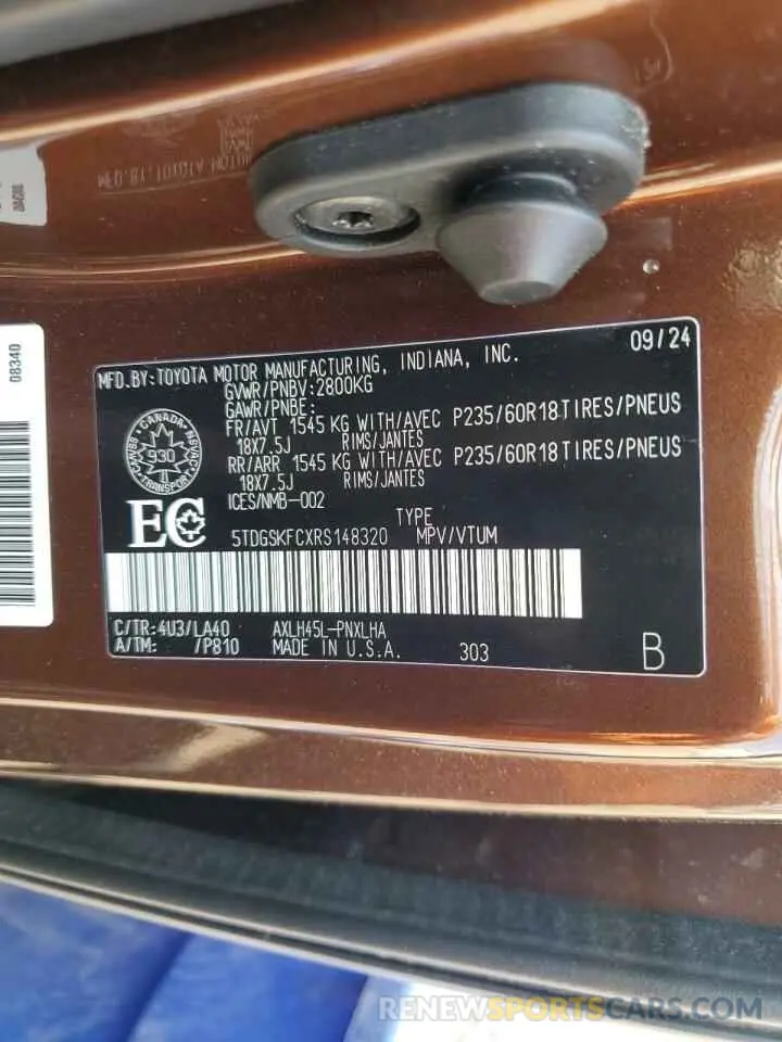 14 Фотография поврежденного автомобиля 5TDGSKFCXRS148320 TOYOTA All Models 2024