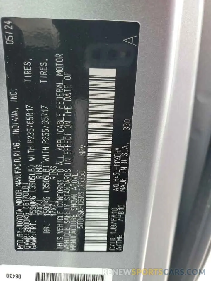 13 Фотография поврежденного автомобиля 5TDKSKFC6RS135350 TOYOTA All Models 2024