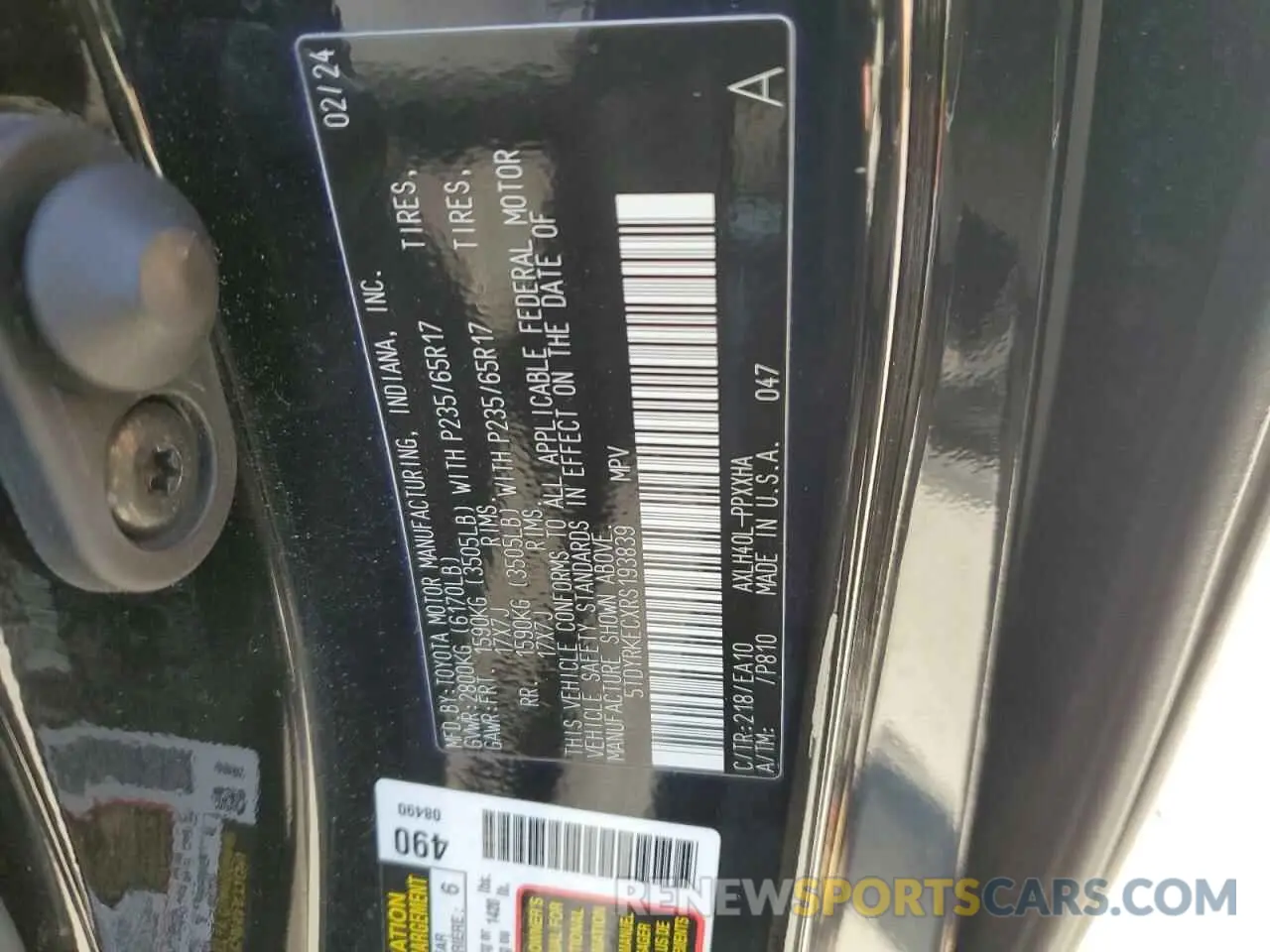 13 Photograph of a damaged car 5TDYRKECXRS193839 TOYOTA All Models 2024