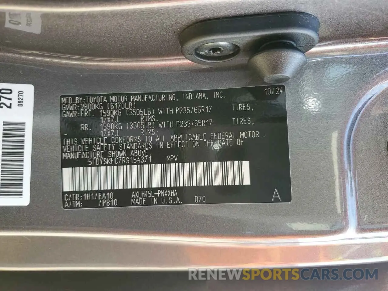 15 Фотография поврежденного автомобиля 5TDYSKFC7RS154371 TOYOTA All Models 2024
