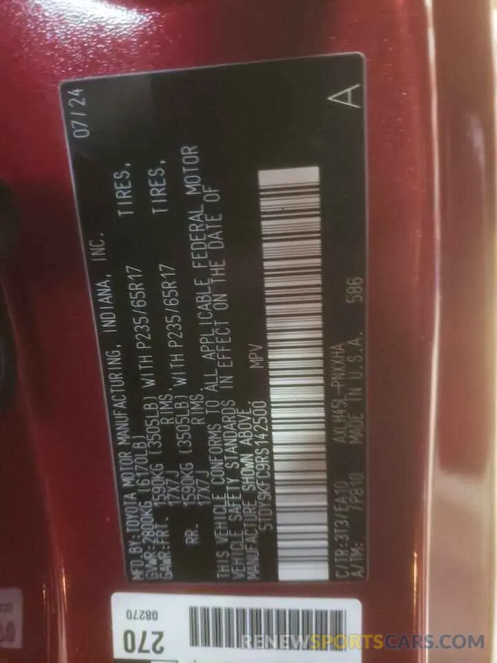 13 Фотография поврежденного автомобиля 5TDYSKFC9RS142500 TOYOTA All Models 2024
