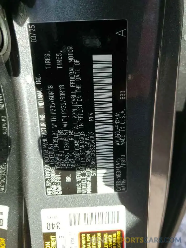 13 Фотография поврежденного автомобиля 5TDJRKECXSS254002 TOYOTA All Models 2025