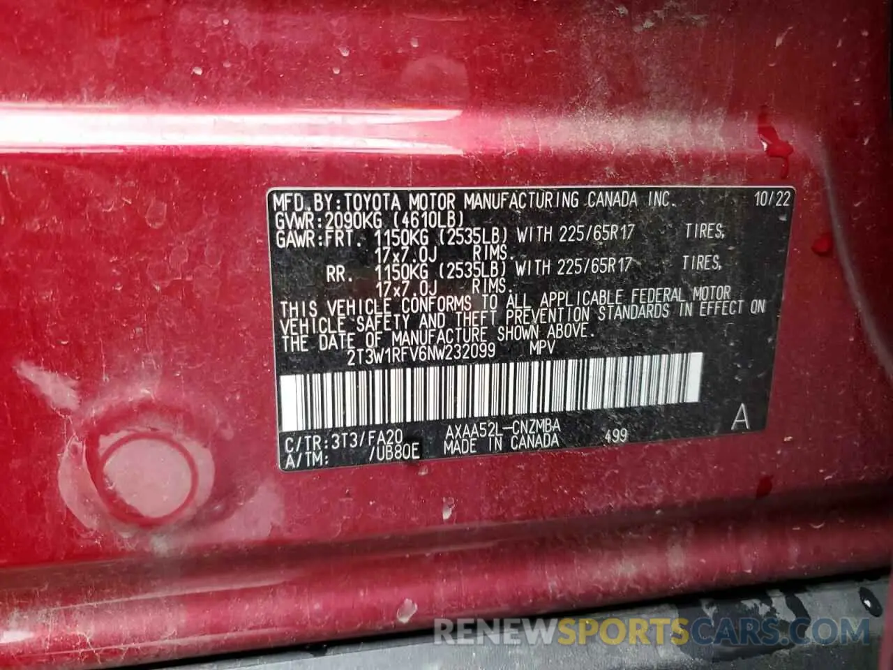 13 Фотография поврежденного автомобиля 2T3W1RFV6NW232099 TOYOTA ALL OTHER 2022