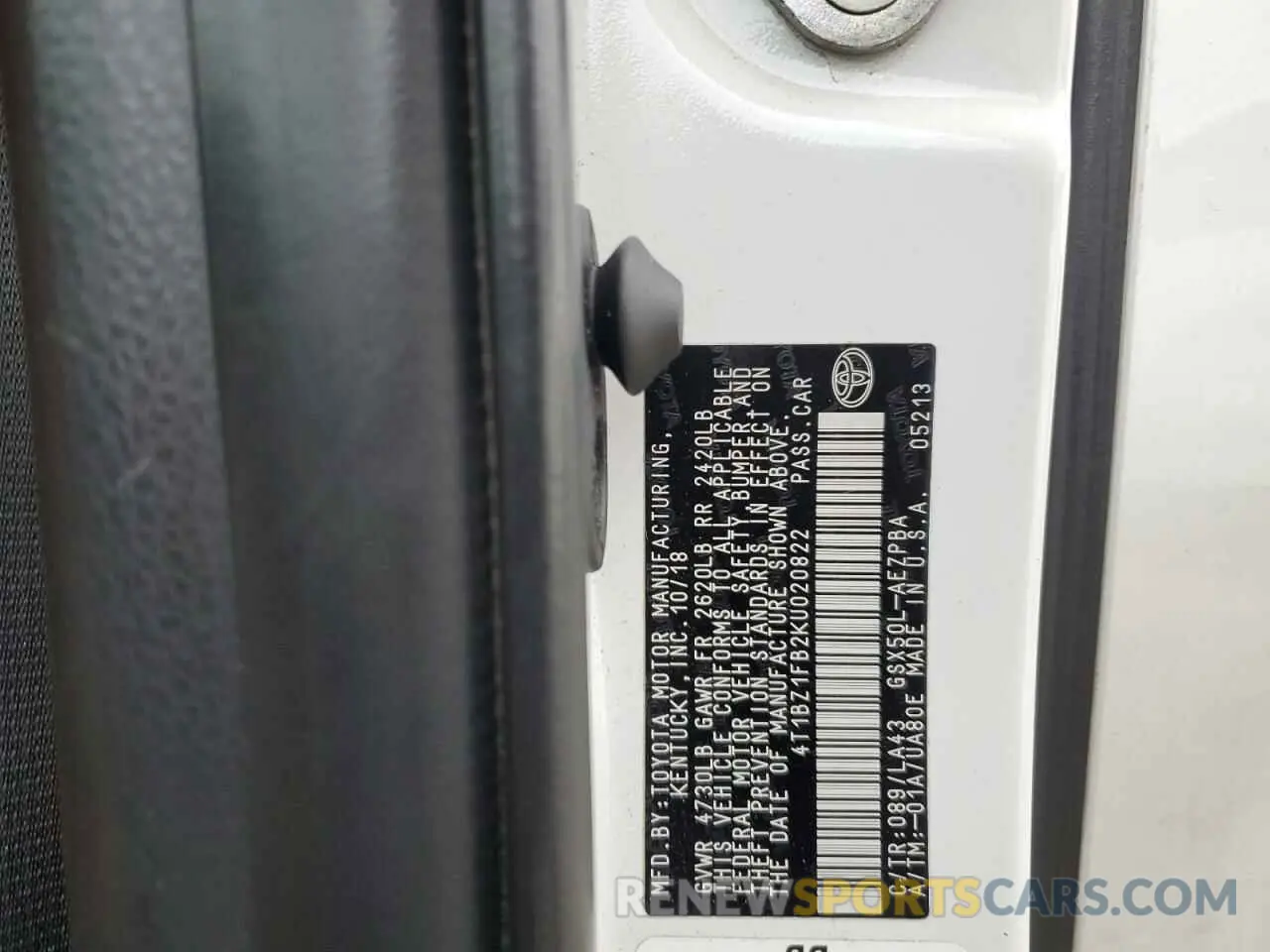 12 Фотография поврежденного автомобиля 4T1BZ1FB2KU020822 TOYOTA AVALON 2019