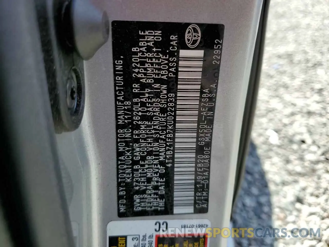 14 Фотография поврежденного автомобиля 4T1BZ1FB7KU022839 TOYOTA AVALON 2019
