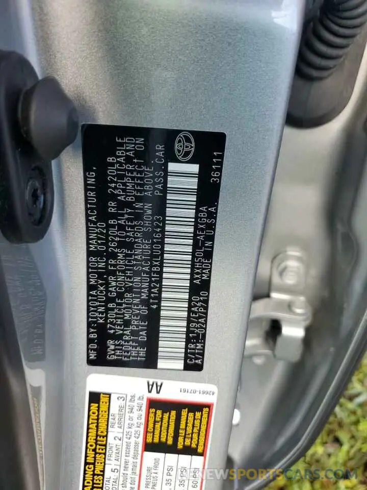 13 Фотография поврежденного автомобиля 4T1A21FBXLU016423 TOYOTA AVALON 2020