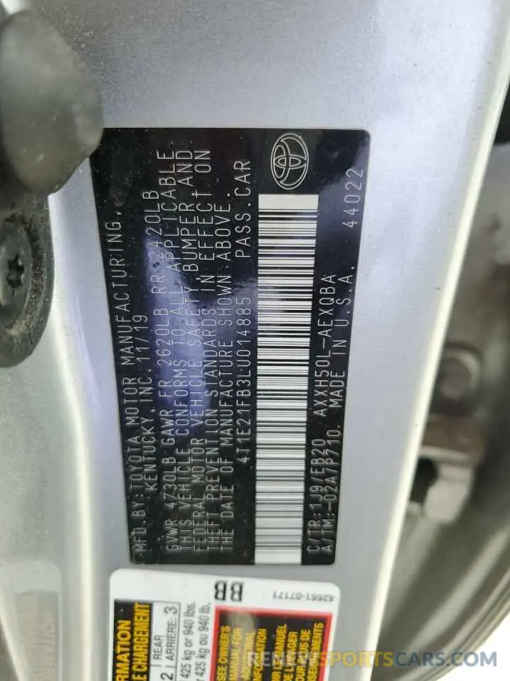 14 Фотография поврежденного автомобиля 4T1E21FB3LU014885 TOYOTA AVALON 2020