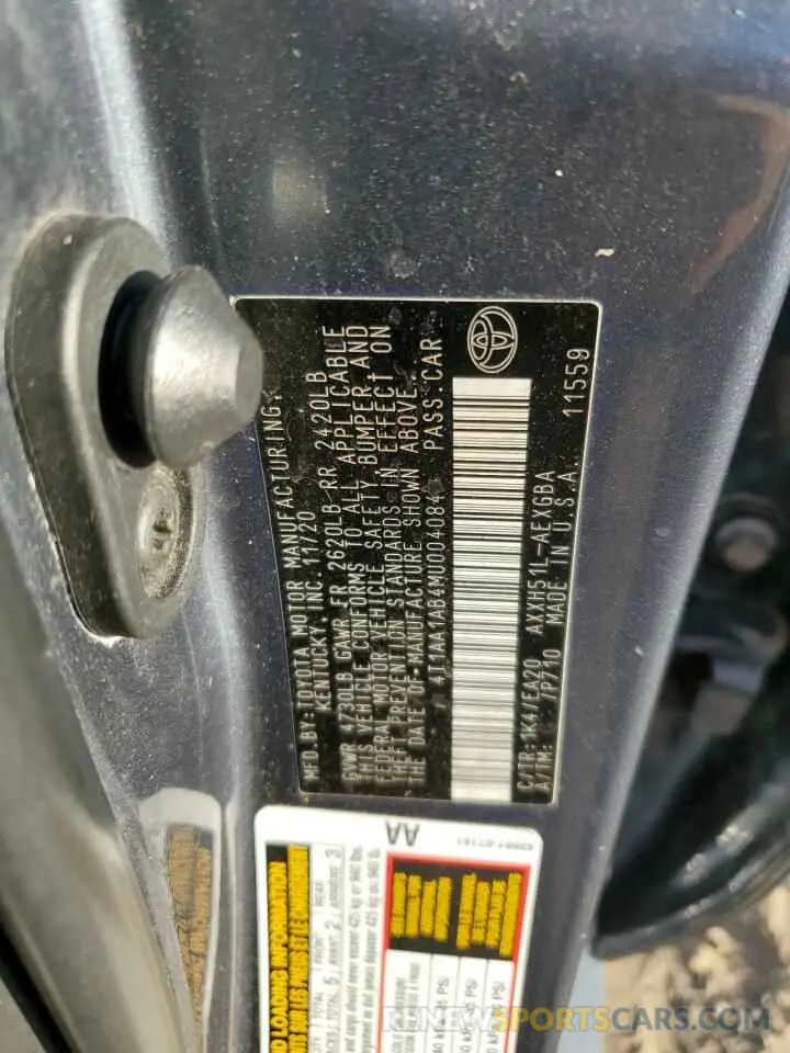 15 Фотография поврежденного автомобиля 4T1AA1AB4MU004084 TOYOTA AVALON 2021