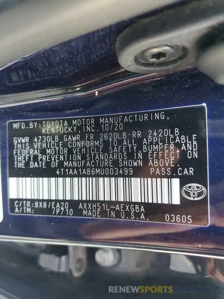 12 Фотография поврежденного автомобиля 4T1AA1AB6MU003499 TOYOTA AVALON 2021