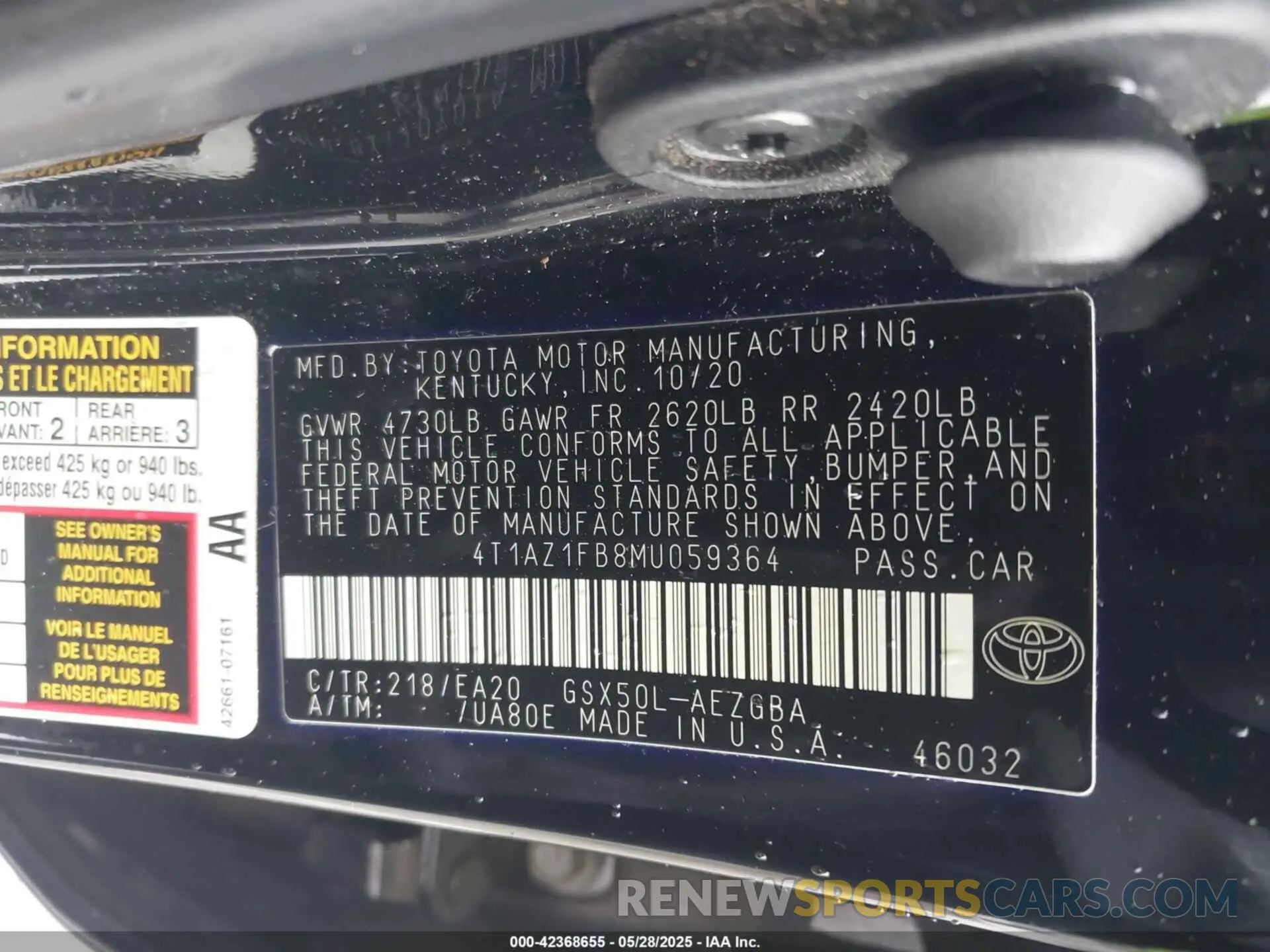 9 Фотография поврежденного автомобиля 4T1AZ1FB8MU059364 TOYOTA AVALON 2021