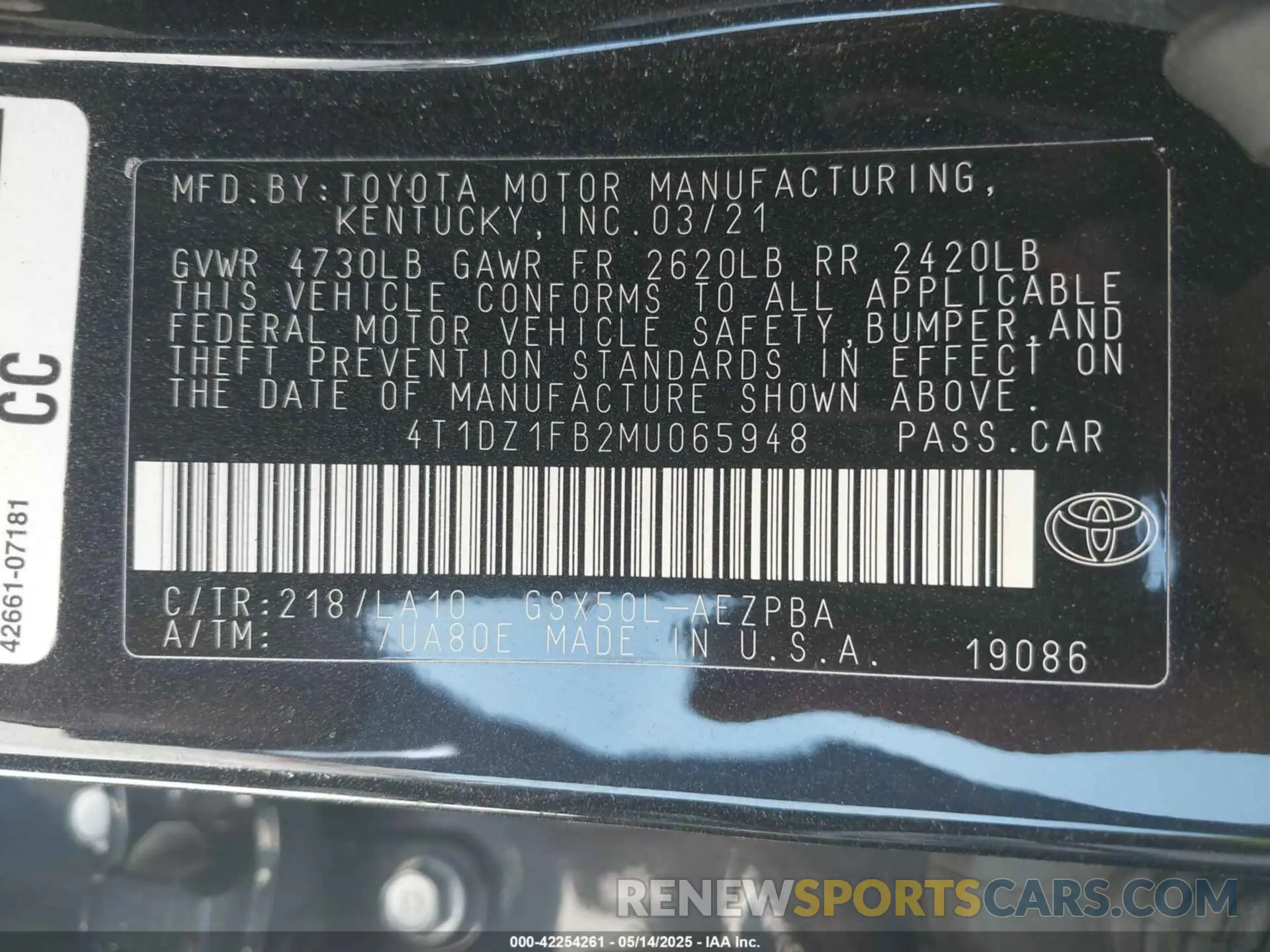 9 Фотография поврежденного автомобиля 4T1DZ1FB2MU065948 TOYOTA AVALON 2021