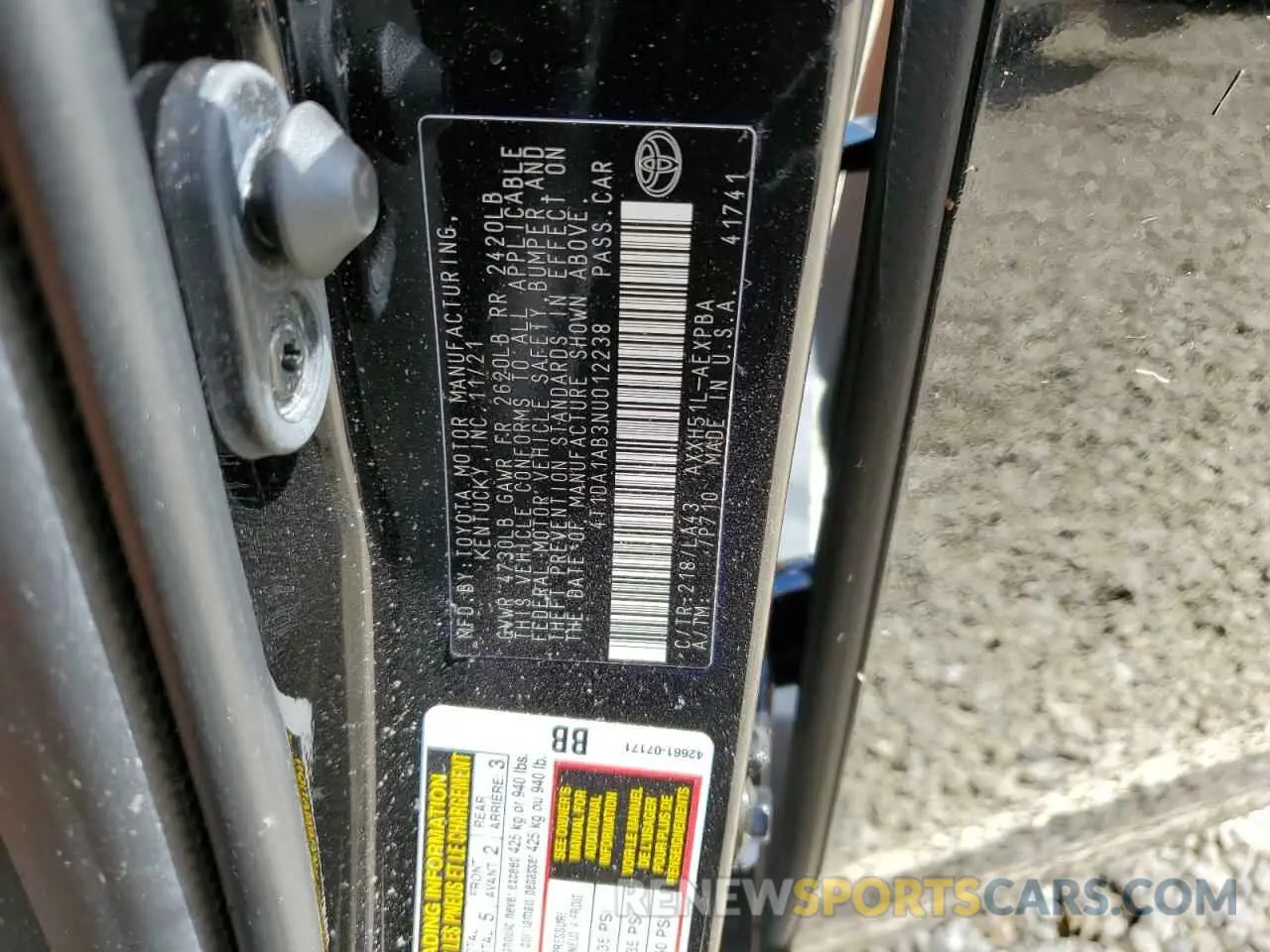 10 Photograph of a damaged car 4T1DA1AB3NU012238 TOYOTA AVALON 2022