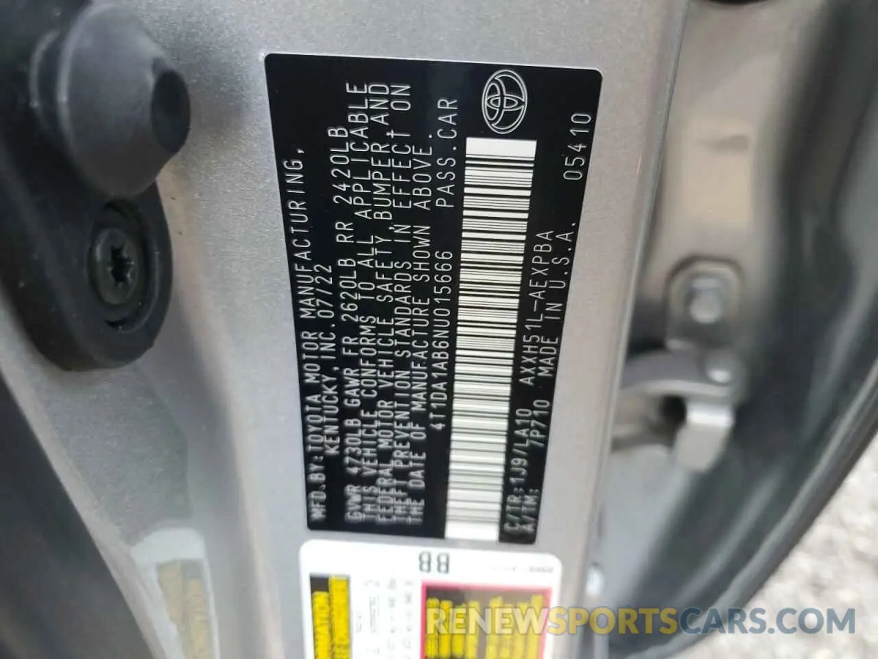 13 Фотография поврежденного автомобиля 4T1DA1AB6NU015666 TOYOTA AVALON 2022