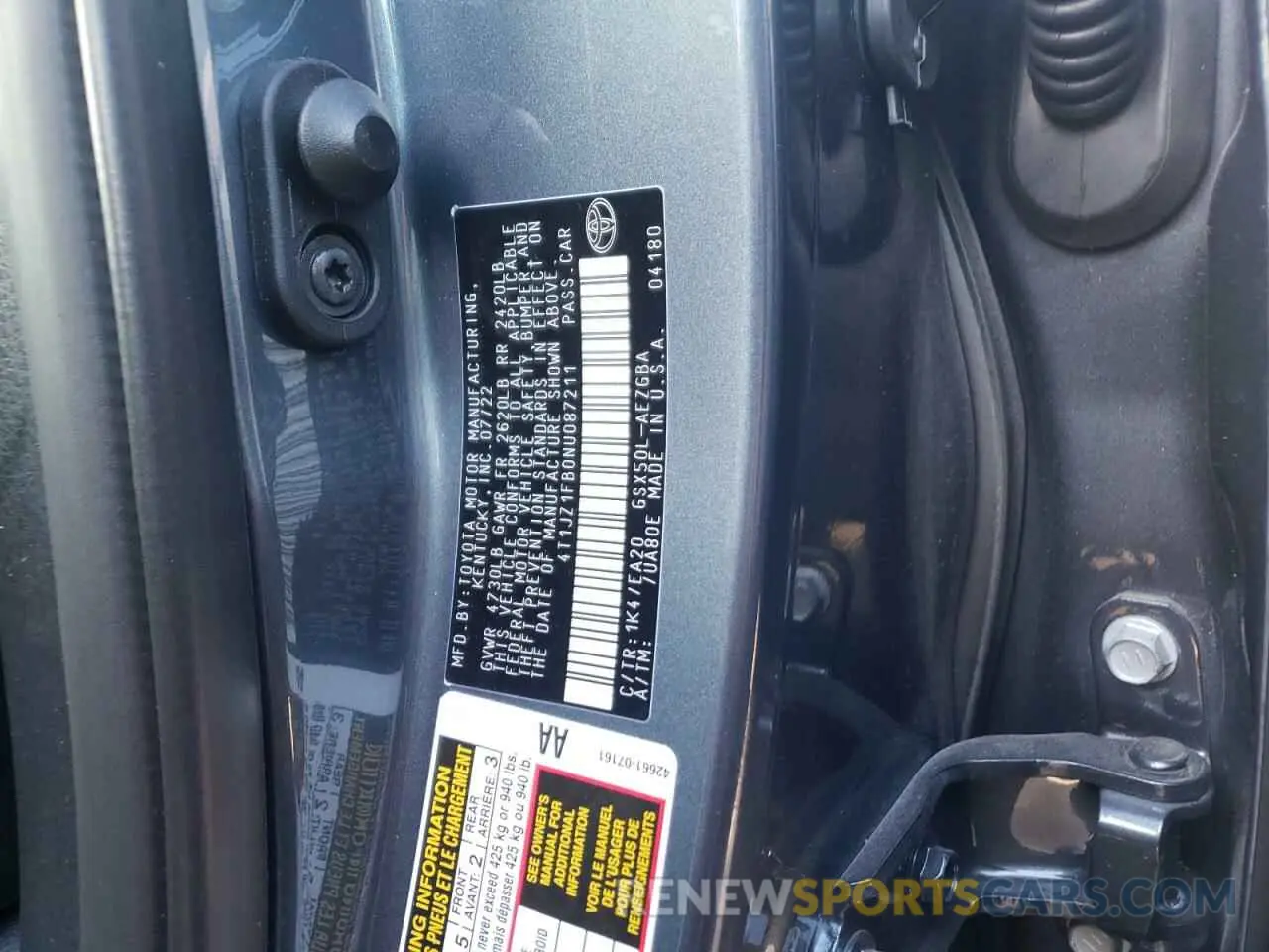 12 Фотография поврежденного автомобиля 4T1JZ1FB0NU087211 TOYOTA AVALON 2022