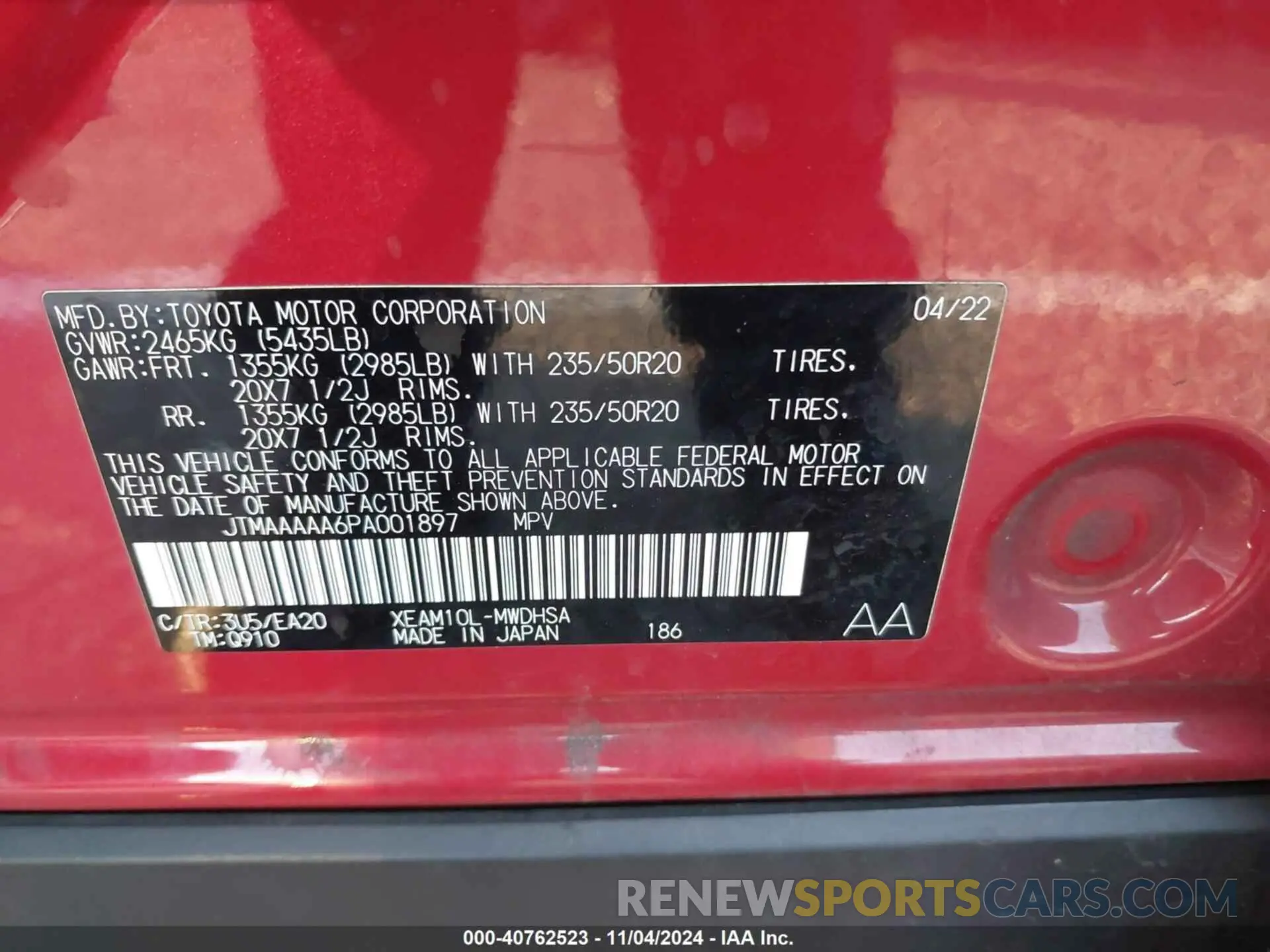 8 Photograph of a damaged car JTMAAAAA6PA001897 TOYOTA BZ4X 2023