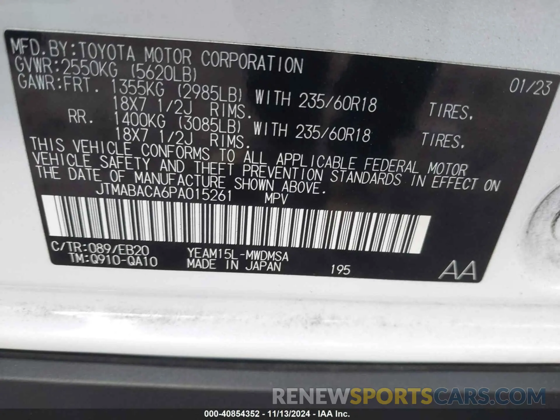 9 Photograph of a damaged car JTMABACA6PA015261 TOYOTA BZ4X 2023