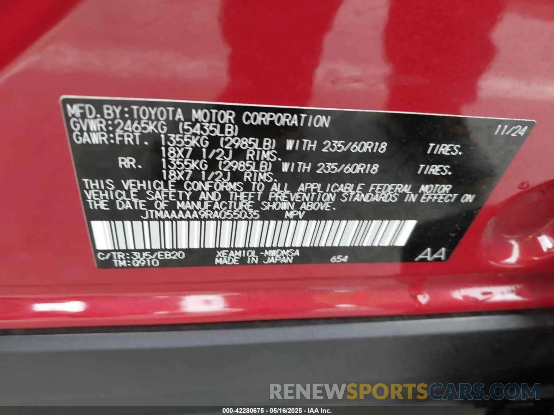 9 Фотография поврежденного автомобиля JTMAAAAA9RA055035 TOYOTA BZ4X 2024