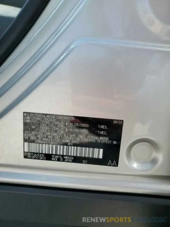 14 Фотография поврежденного автомобиля JTMABACA1PA042223 TOYOTA BZ4X XLE 2023