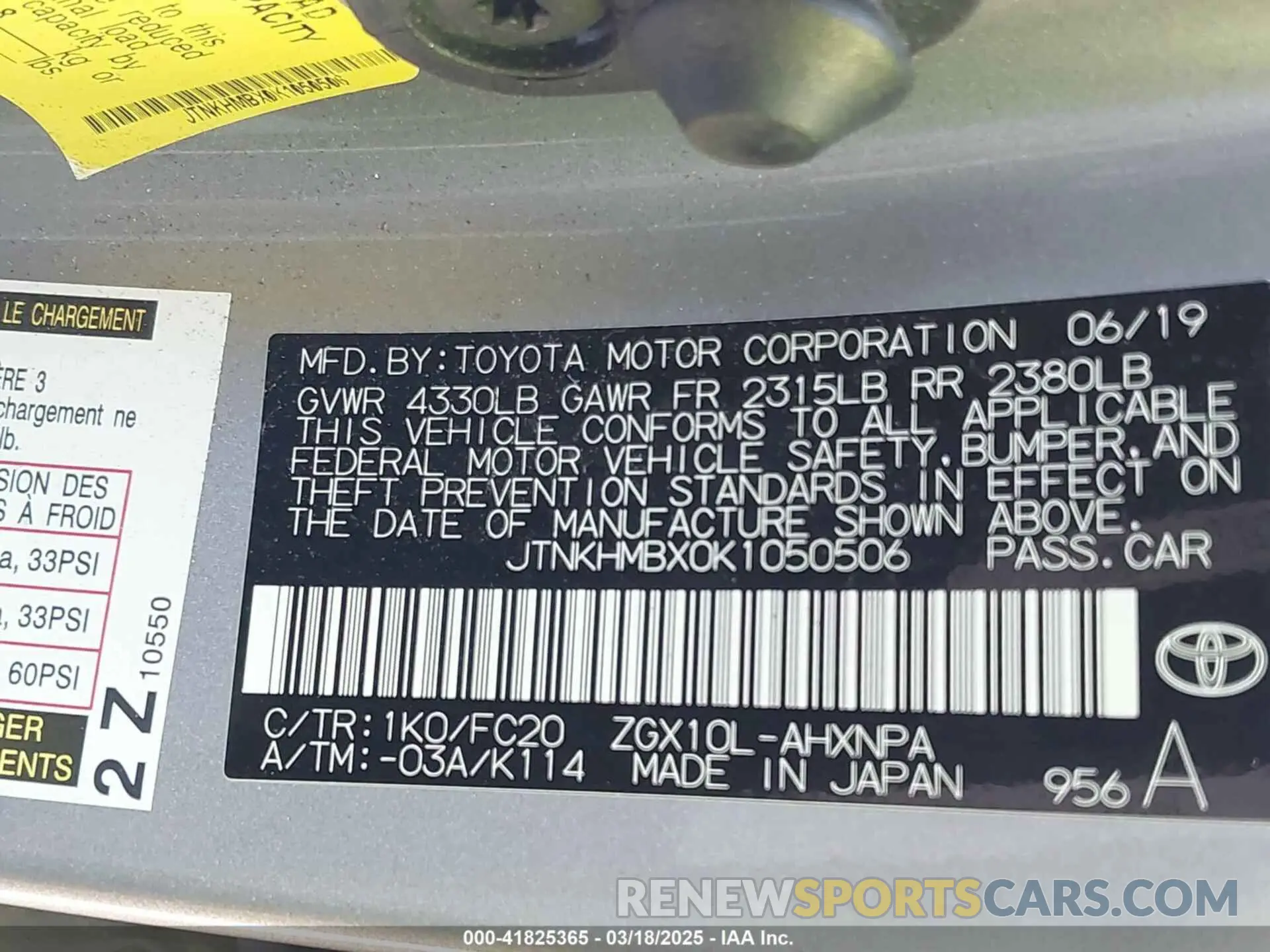 9 Фотография поврежденного автомобиля JTNKHMBX0K1050506 TOYOTA C-HR 2019