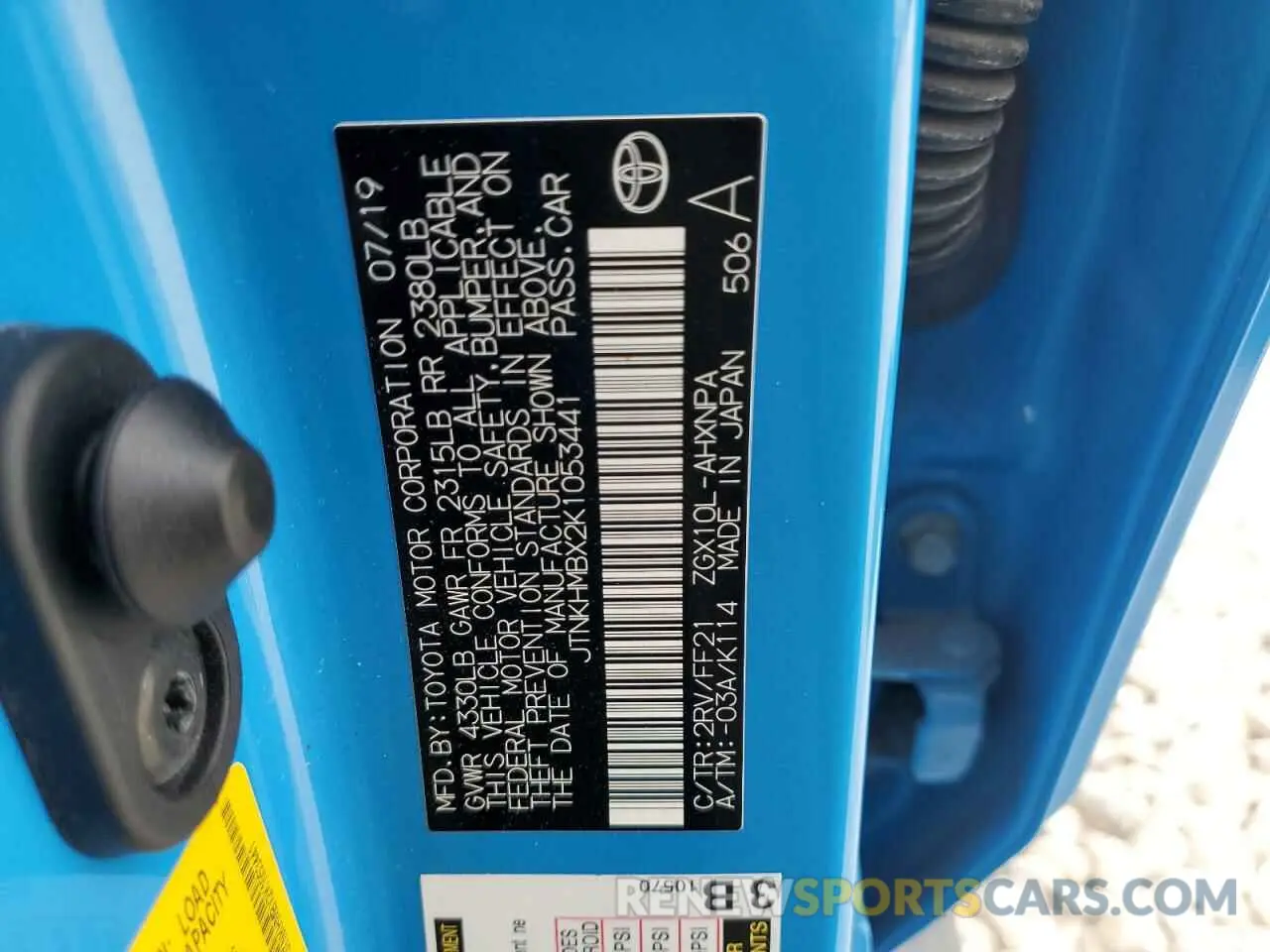 13 Фотография поврежденного автомобиля JTNKHMBX2K1053441 TOYOTA C-HR 2019