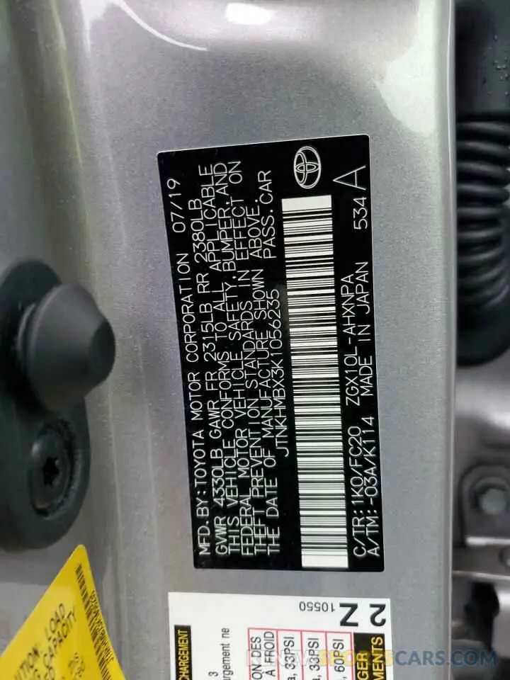 13 Photograph of a damaged car JTNKHMBX3K1056235 TOYOTA C-HR 2019