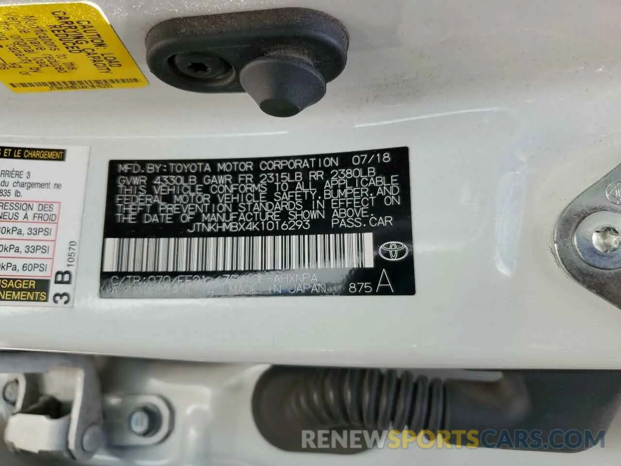 14 Фотография поврежденного автомобиля JTNKHMBX4K1016293 TOYOTA C-HR 2019
