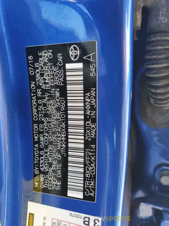 14 Photograph of a damaged car JTNKHMBX4K1019601 TOYOTA C-HR 2019