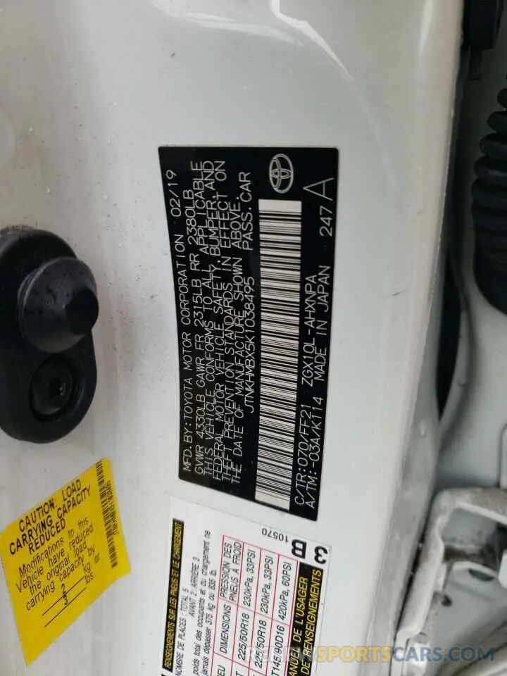 15 Photograph of a damaged car JTNKHMBX5K1038495 TOYOTA C-HR 2019