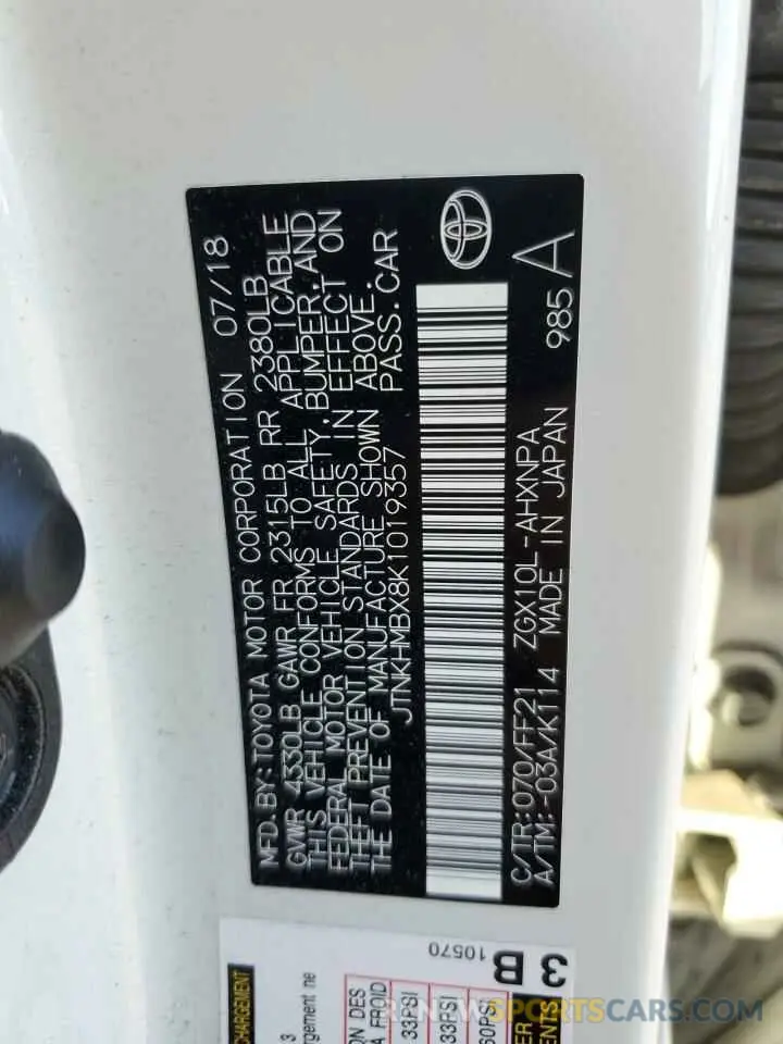 13 Фотография поврежденного автомобиля JTNKHMBX8K1019357 TOYOTA C-HR 2019