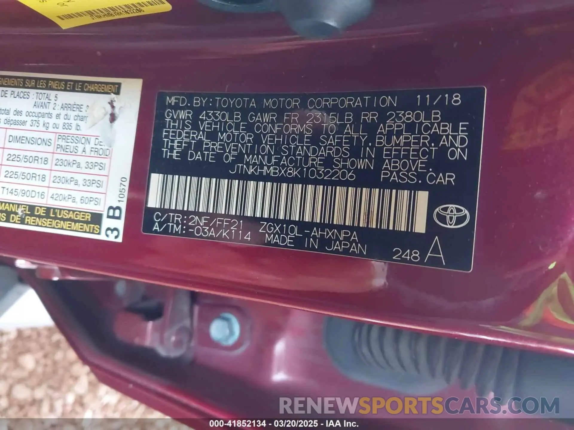 9 Фотография поврежденного автомобиля JTNKHMBX8K1032206 TOYOTA C-HR 2019