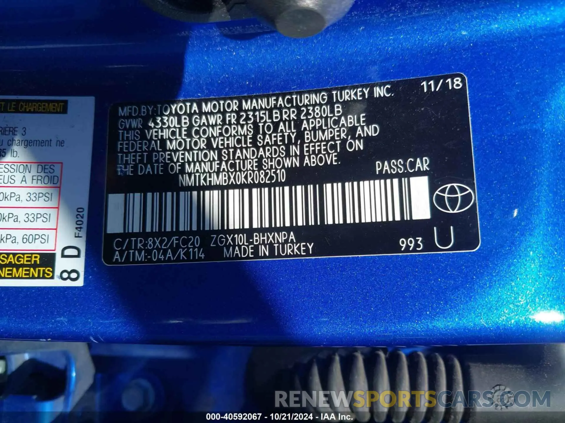 9 Photograph of a damaged car NMTKHMBX0KR082510 TOYOTA C-HR 2019