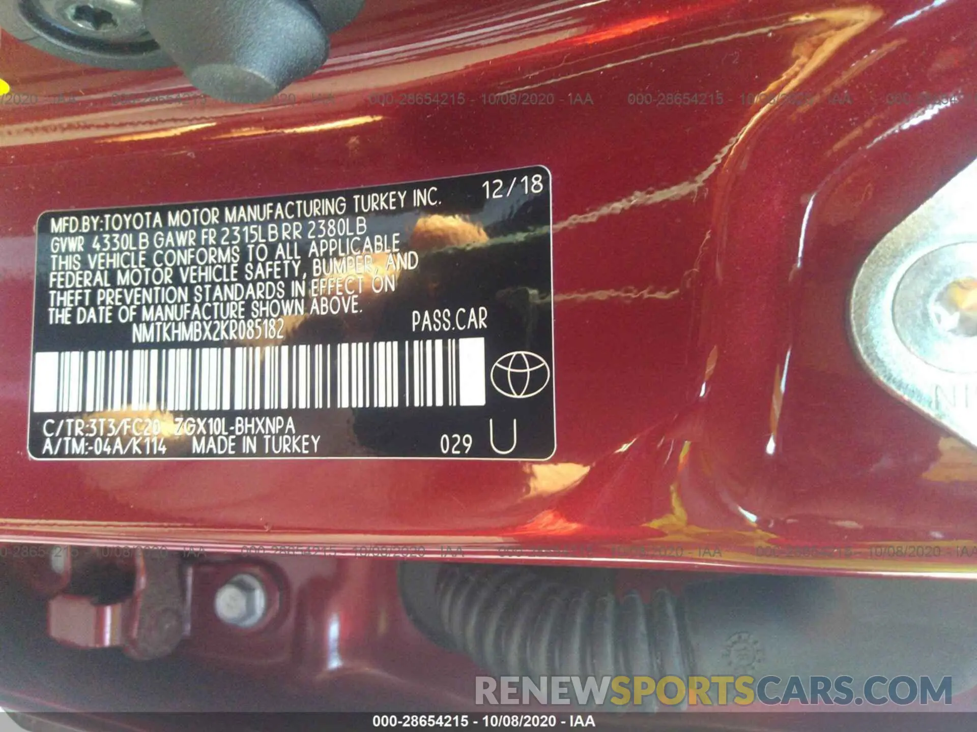 9 Photograph of a damaged car NMTKHMBX2KR085182 TOYOTA C-HR 2019