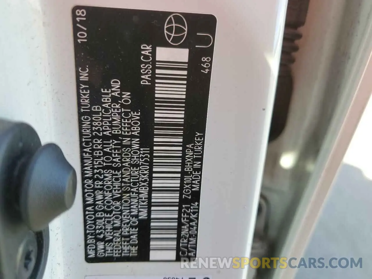 12 Photograph of a damaged car NMTKHMBX3KR075311 TOYOTA C-HR 2019