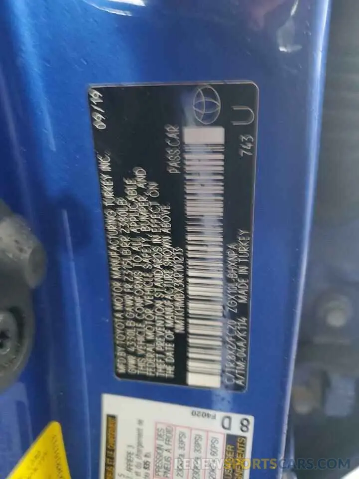 12 Фотография поврежденного автомобиля NMTKHMBX3KR101213 TOYOTA C-HR 2019
