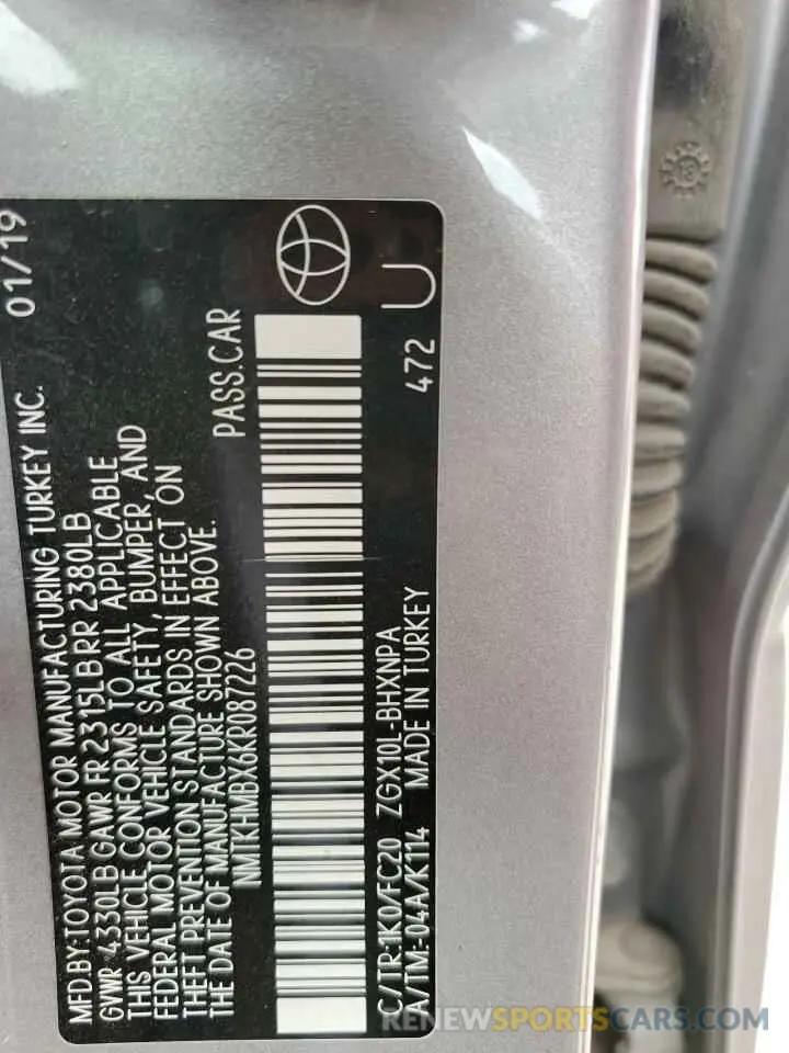 13 Photograph of a damaged car NMTKHMBX6KR087226 TOYOTA C-HR 2019
