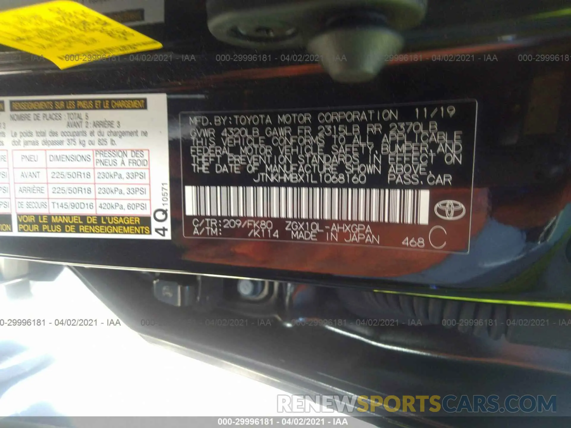9 Photograph of a damaged car JTNKHMBX1L1068160 TOYOTA C-HR 2020